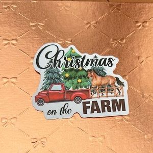 Christmas on the Farm Equestrian Horse Cowboy CowGirl Single Sticker